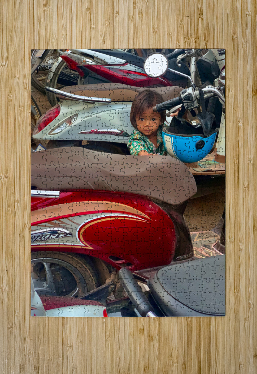 The Little Girl and the Motorbikes.  Jimmy Roy Photos Puzzle printing