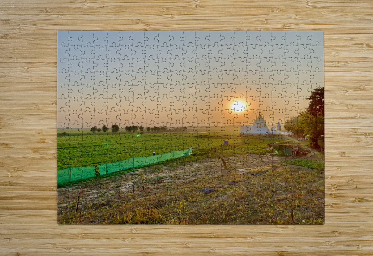Sunset Over the Field by the Temple Jimmy Roy Photos Puzzle printing