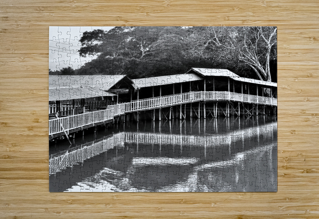 BW Covered Bridge Reflections Jimmy Roy Photos Puzzle printing