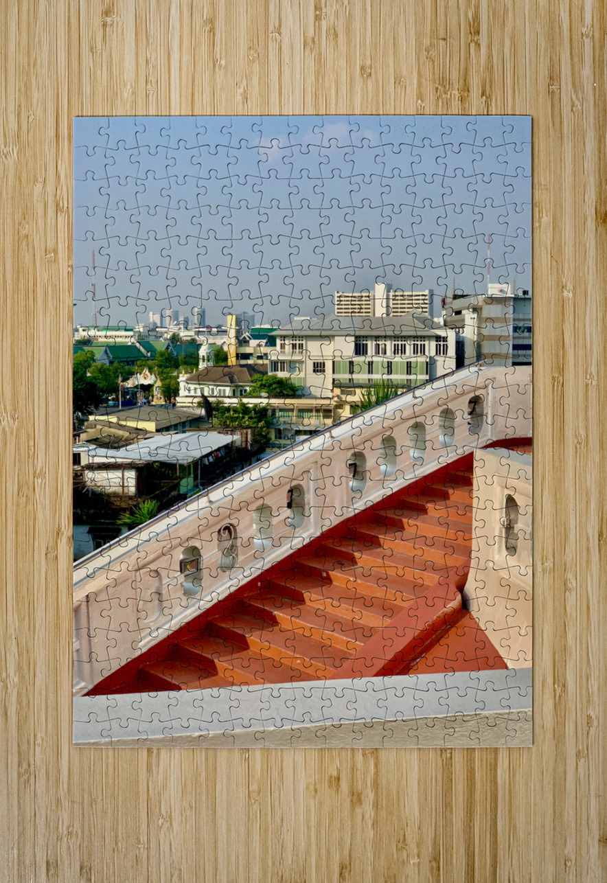 Golden Mount Temple Orange Stairs Bangkok Jimmy Roy Photos Puzzle printing