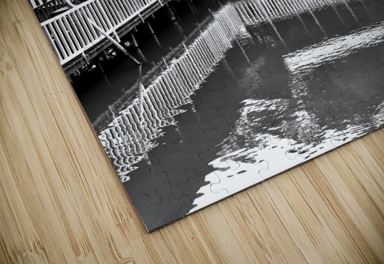 BW Covered Bridge Reflections Jimmy Roy Photos Puzzle