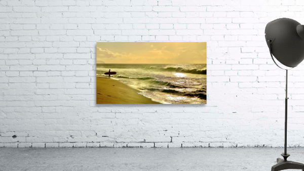 Surfer on the Beach at Sunset Wall Preview