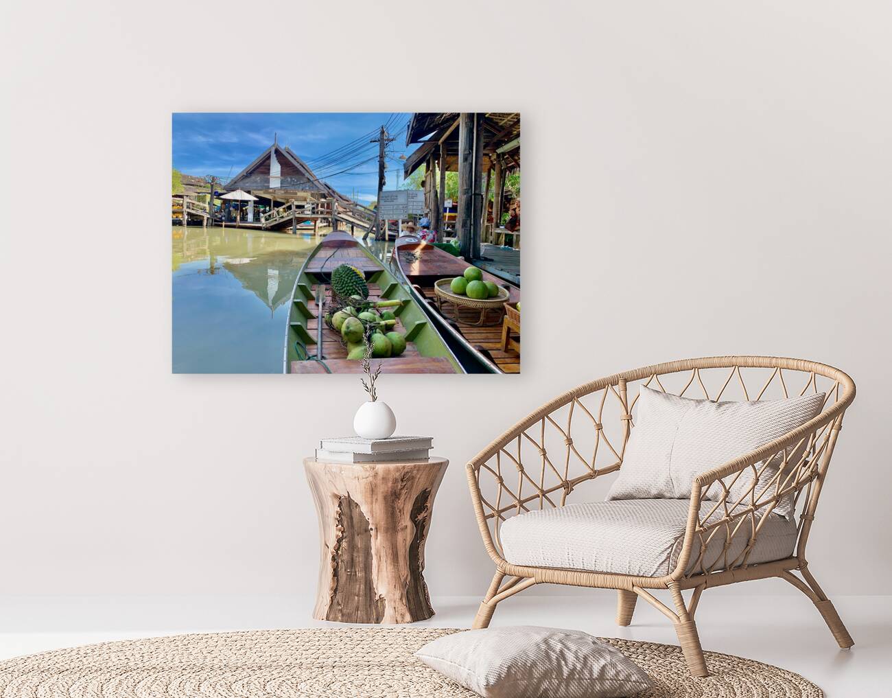 Coconut & Durian on a Boat in a Market Reproduction