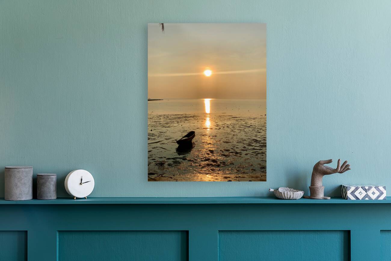 Lonely Boat at the Sunset Reproduction