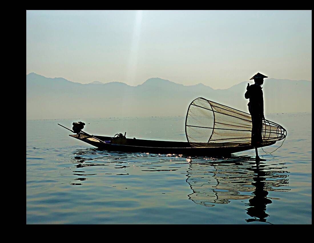 Inle Lake Fisherman 1 in Myanmar Reproduction