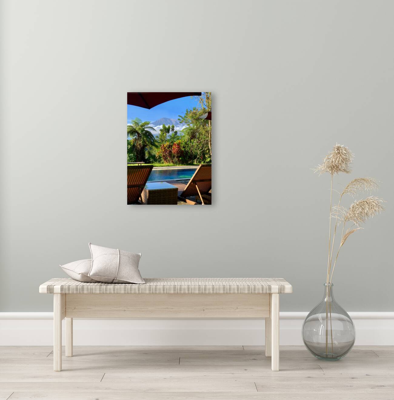 By the Pool with a view on Mount Agung Bali Reproduction