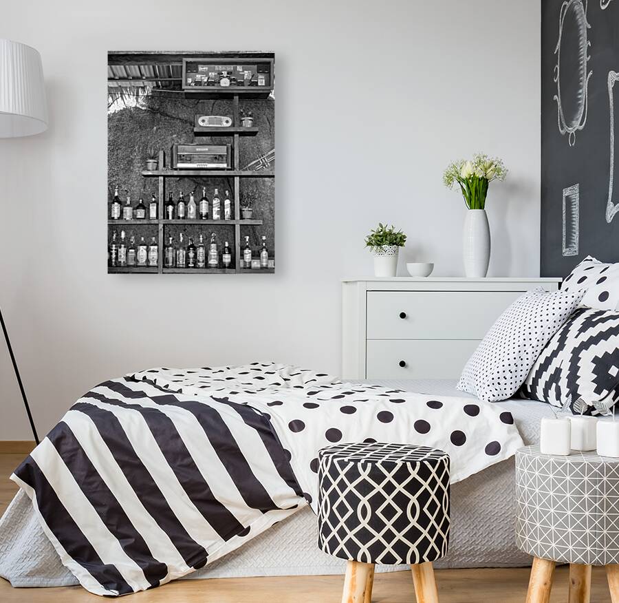 BW Alcohol Shelves Reproduction