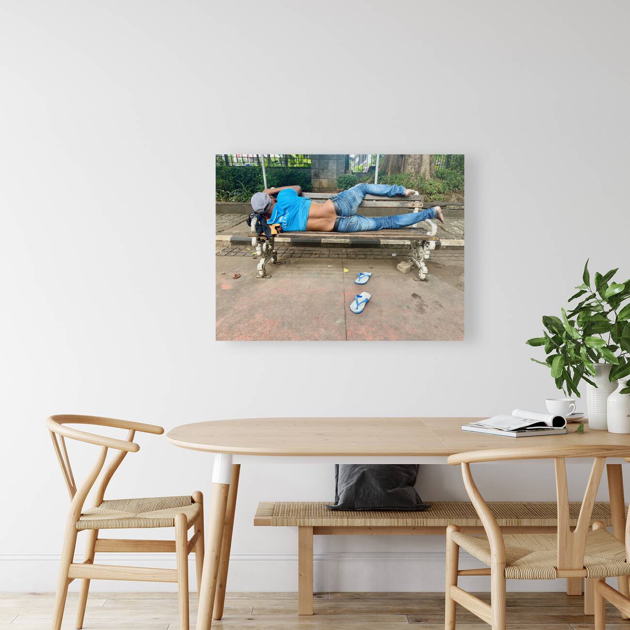 Napping on a Public Bench Jakarta Reproduction