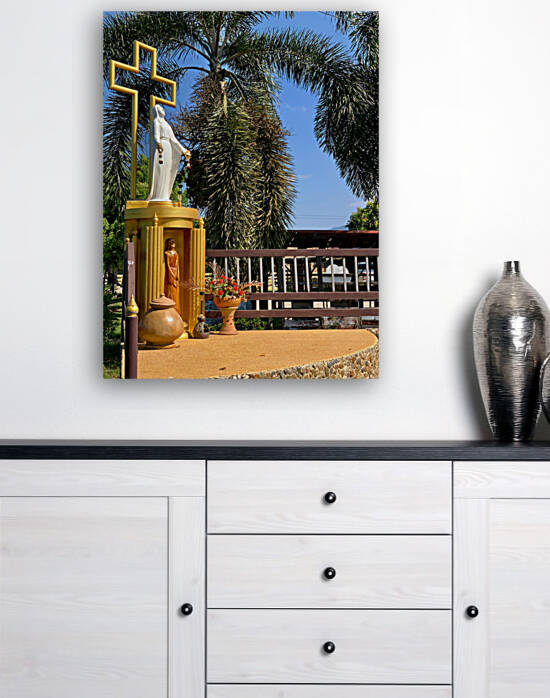 Mary’s Statue in front of the Cross by Jimmy Roy Photos