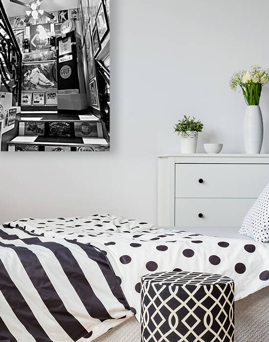 BW Vintage Gas Pumps Upstairs by Jimmy Roy Photos