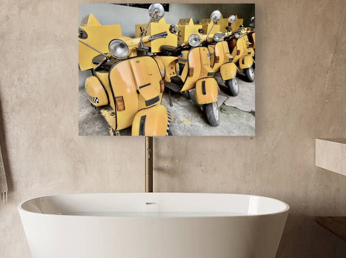 Yellow Motorbike Cabs by Jimmy Roy Photos