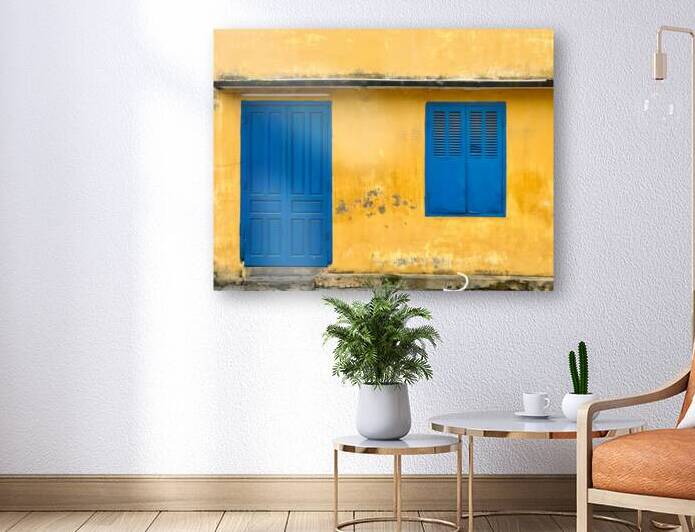 The Yellow House with Blue Windows and Door by Jimmy Roy Photos