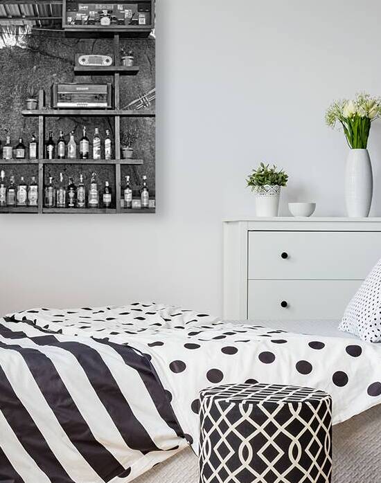 BW Alcohol Shelves by Jimmy Roy Photos