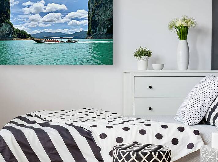 Boat Between Massive Rocks by Jimmy Roy Photos