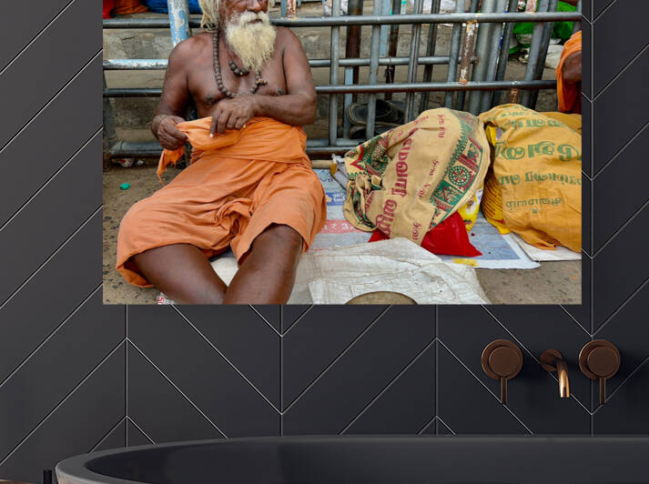 Man Sitting by the Temple by Jimmy Roy Photos