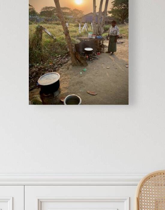 Cooking outside in Myanmar at Sunset by Jimmy Roy Photos