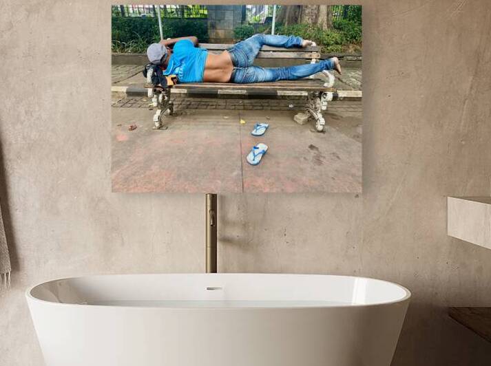 Napping on a Public Bench Jakarta by Jimmy Roy Photos