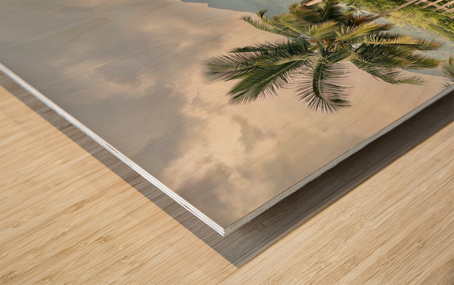 Railroad by the Mountain Wood print