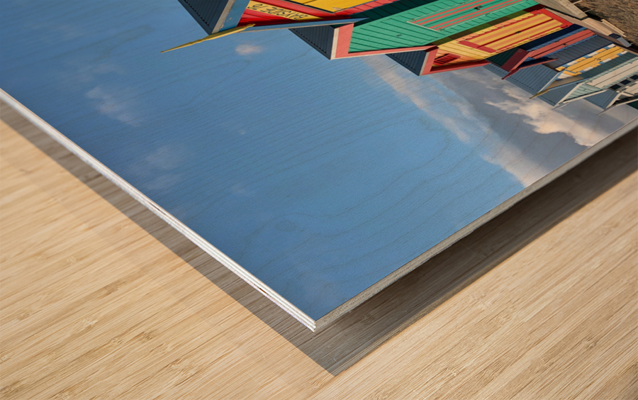 Beach Huts Wood print