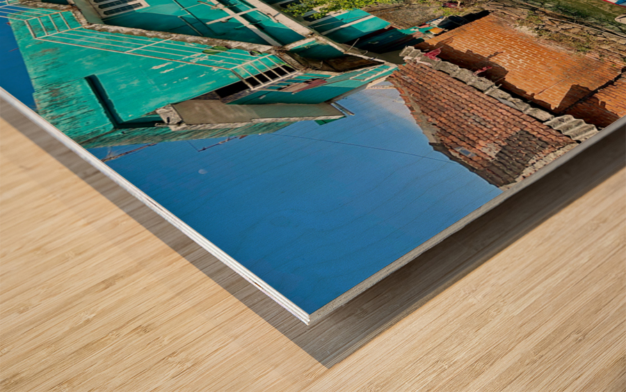 Colourful Boat on the Water Wood print