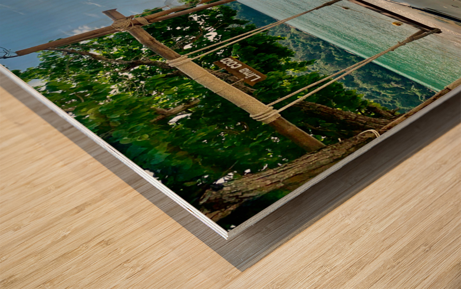 Swing on the Beach Wood print