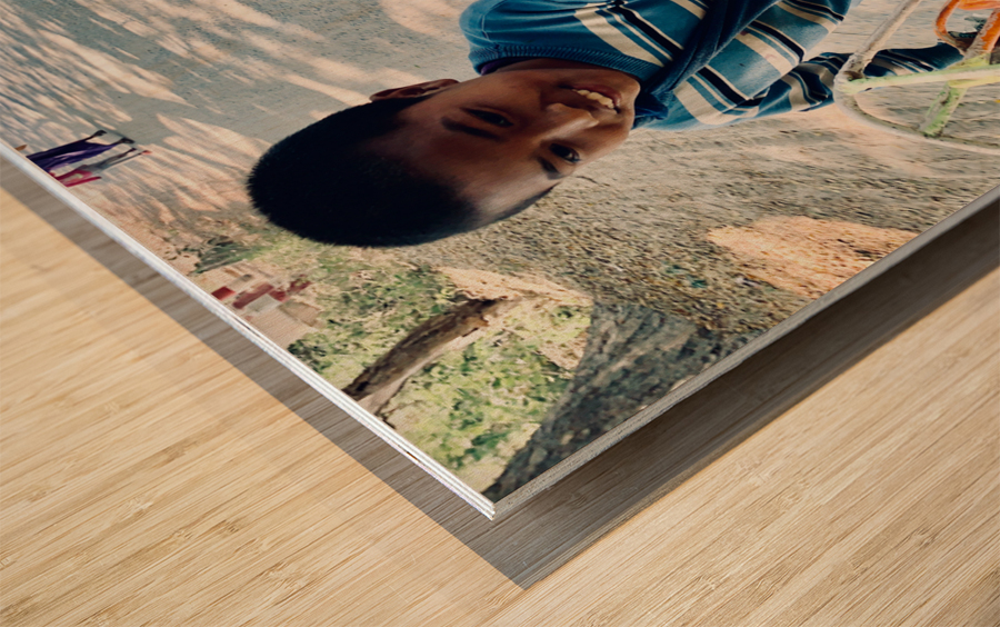 Running for the Bus Wood print