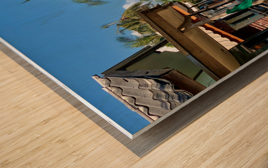 L Shaped Palm Trees Beach 2 Wood print