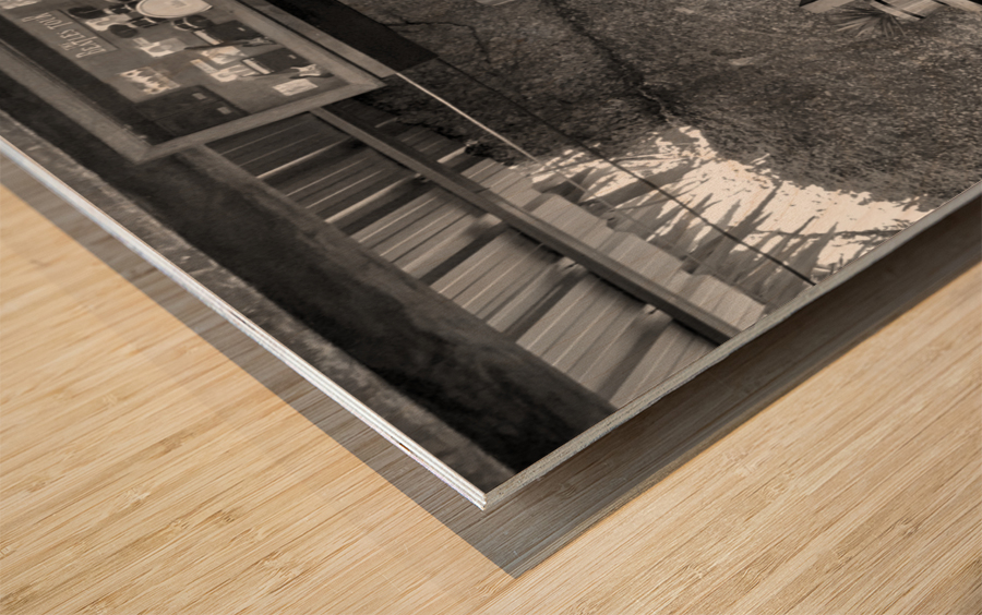 BW Alcohol Shelves Wood print