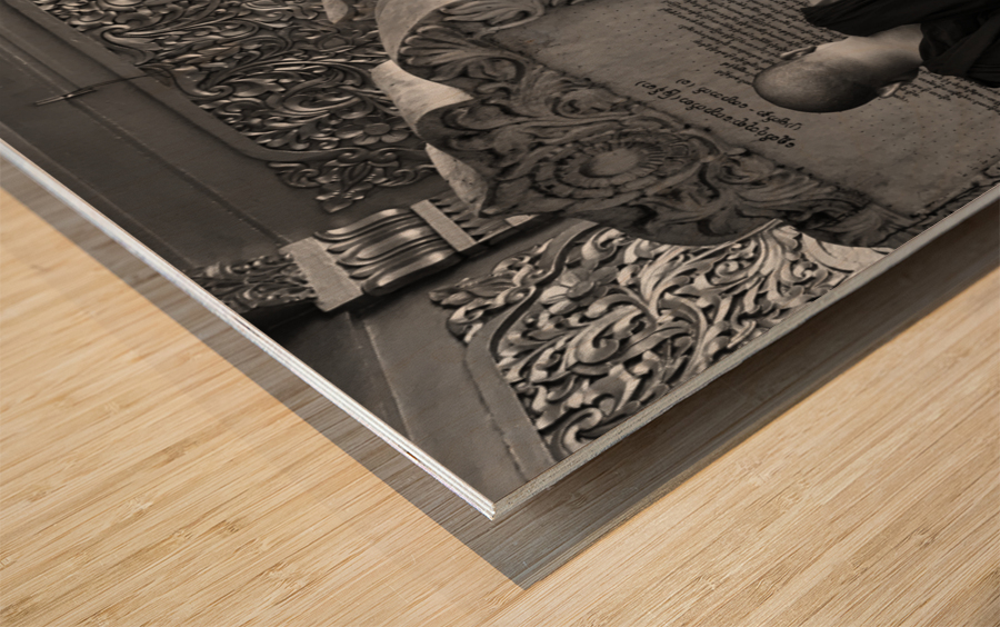 Monk Reading Stone Writings Wood print