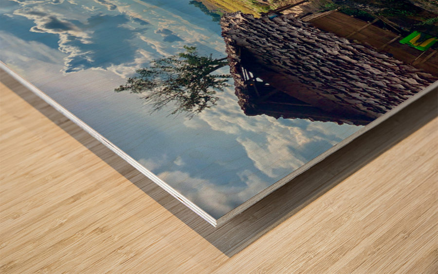 Sun Reflecting in the Puddle Wood print