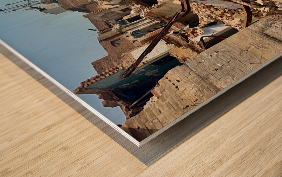 Home demolition Wood print